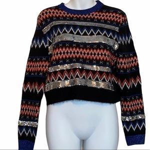 Topshop Black Striped Sequin Shimmer Sweater